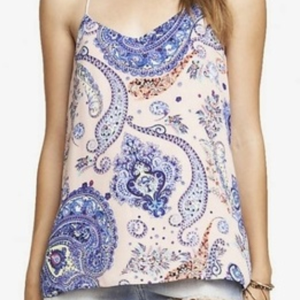 Express Pink Paisley V-Neck Barcelona Cami